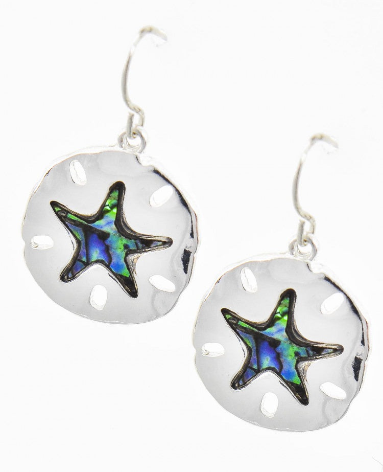 Sand Dollar Epoxy Metal Earring Set