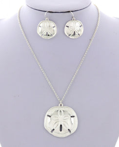 All Silver Metal Necklace & Earring Set