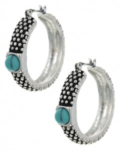 Metal Stone Hoops Earring Set