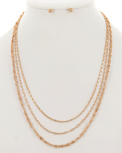 Layered Link Chain Necklace & Earring Set