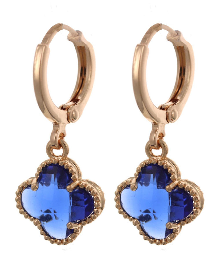 Clover Glass Dangle Huggie Earring Set