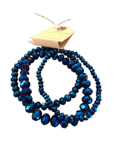 Blue Beaded Bracelet Set